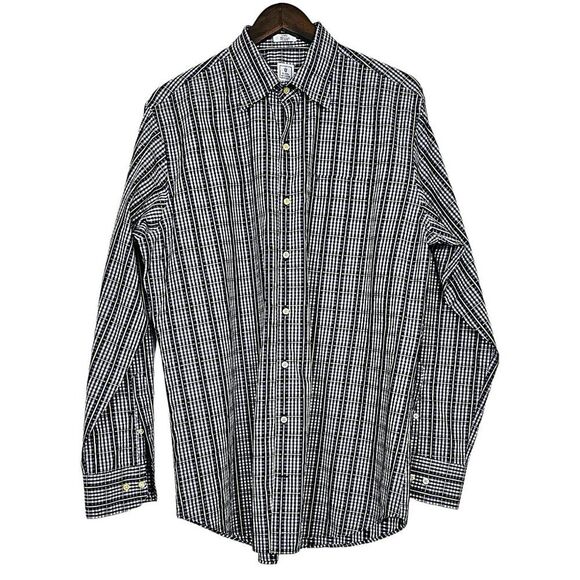 Peter Millar Other - Peter Millar Long Sleeve Navy/Tan Plaid Button Up Shirt Size L